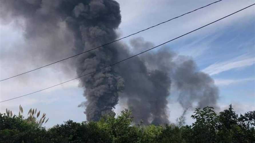 حريق في أنبوب لنقل النفط بمنطقة العبدة في محافظة عكار شمال لبنان